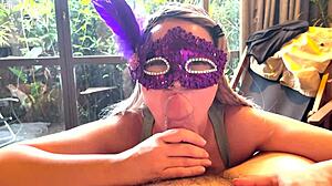 masked aleksandraxxx gives hawk tuah blowjob rides cowgirl in pov homemade