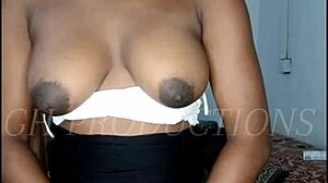 Black teen slut bent over for rough doggystyle in wet ebony pussy