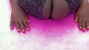 starting my morning workout flashing wet shaved pussy outdoors early