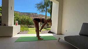 my yoga teacher fantasies turn real with her big pussy bent over outdoors