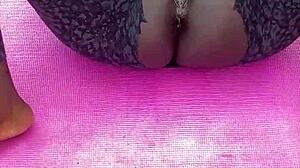 starting my morning workout flashing wet shaved pussy outdoors early