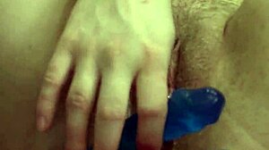 curvy snow maiden milf shoves panties in hairy pussy then dildos it