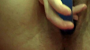 curvy snow maiden milf shoves panties in hairy pussy then dildos it