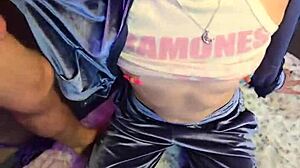skinny milf chained to wall on knees gagging on cock with pierced nipples exposed