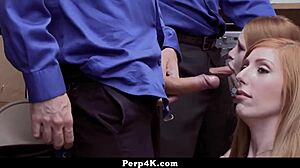 Redhead teen babes caught shoplifting get bent over fucked by cops 🚨🍑