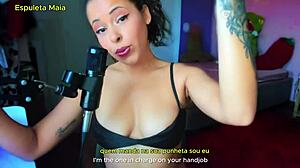 imagine this sexy brazilian brunette guiding your daily stroke in lingerie