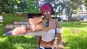 Slutty schoolgirl FLASHES her bare feet on the swingset