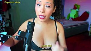 imagine this sexy brazilian brunette guiding your daily stroke in lingerie