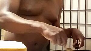cooking bananas with big black cock tits in kitchen fun