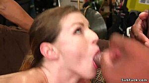 Bound Brunette Slave Endures BDSM Gangbang Double Penetration Facial Cumshots