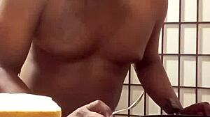 cooking bananas with big black cock tits in kitchen fun