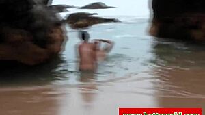 you seeing this euro latina hottie get her ass plowed hard doggystyle on the beach?