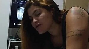 ruiva casada video calls lover while hubby jerks off and cums on her tits
