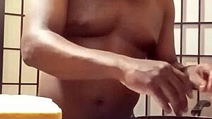 cooking bananas with big black cock tits in kitchen fun