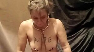 Humiliated French slave pisses in outdoor bondage session