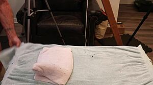 petite blonde teen begs old man to stretch her tight holes on the bed??