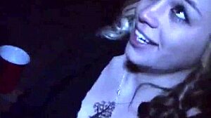 what starts as teasing at the university party turns into her petite pussy hammered hard