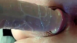AMATEUR FUCKPIG BUCKS WILD AGAINST DILDO ON MIRROR FOR CASH CUM ORGASM