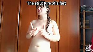 Brunette's long fart compilation up close oily ass