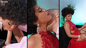curly-haired beauty selva lapiedra teases then takes rough pounding ending in facial cumshot