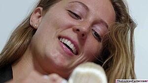 Small tits blonde licks girlfriend to squirting orgasm