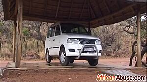 Beautiful African Ebony Deepthroats Cock with Handjob in Backseat Car