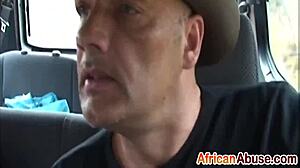 Beautiful African Ebony Deepthroats Cock with Handjob in Backseat Car