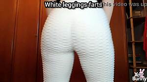 Brunette's long fart compilation up close oily ass