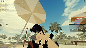 Teasing Roblox Whore Rides Monster Cock Bent Over