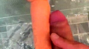 I rub my huge cock against yours in the bathroom mirror for a quick flashing orgasm handjob tease