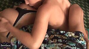 sinn sage and sweet mango dominate daimond and cindy in wet lesbian strap-on orgy