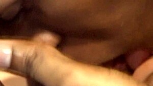 Skinny ebony babe tempts with her small tits in wild interracial play