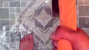 I rub my huge cock against yours in the bathroom mirror for a quick flashing orgasm handjob tease