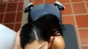 horny latina girlfriend deepthroats closeup ending in full facial cumshot