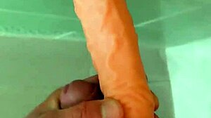 I rub my huge cock against yours in the bathroom mirror for a quick flashing orgasm handjob tease