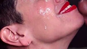 Clothed office handjob ends in hot sticky facial cumshot