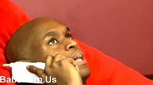 Skinny ebony babe tempts with her small tits in wild interracial play
