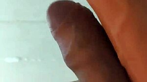 I rub my huge cock against yours in the bathroom mirror for a quick flashing orgasm handjob tease