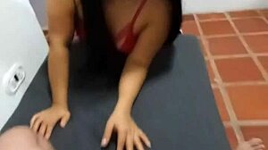 horny latina girlfriend deepthroats closeup ending in full facial cumshot