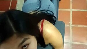horny latina girlfriend deepthroats closeup ending in full facial cumshot