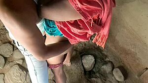 Cute Indian Village Girl With Old Ranch Man