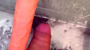 I rub my huge cock against yours in the bathroom mirror for a quick flashing orgasm handjob tease
