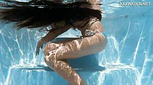 Skinny Hungarian Lana Swims Nude Poolside Teasing Ass