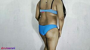 i slip into this blue bikini feeling my shemale cock throb for anal play