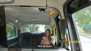 Taxi driver eyes latina tits bigger than wife's flashing ride.