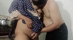 hey check out this couple banging the maid hard in the kitchen doggystyle with juicy pussy