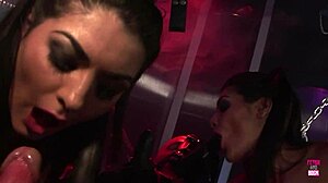 Hard dick plus two strapons satisfy bound latex brunettes riding hard