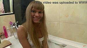 teenslut becky gettin nasty in shower with dildo!