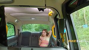 Taxi driver eyes latina tits bigger than wife's flashing ride.