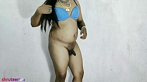 i slip into this blue bikini feeling my shemale cock throb for anal play